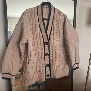 Quilted cardigan bomber